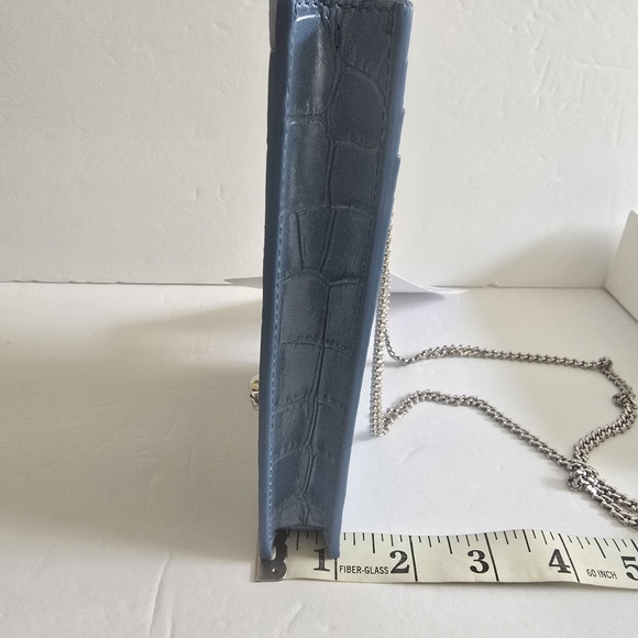 Alexander McQueen Skull Croc-Embossed Leather Phone-Case-On-Chain Blue - Picture 7 of 7